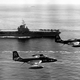 F2H-2 Banshees of Fighter Squadron 172 (VF-172) “Blue Bolts” returning to the aircraft carrier USS Essex (CV-9) during the Korean War (US Navy)